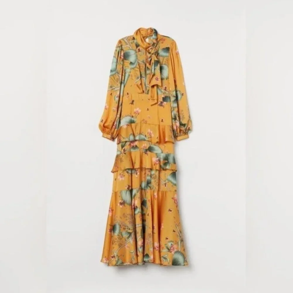 Johanna Ortiz x H&M Yellow Maxi Dress Sz 2 - Picture 5 of 10
